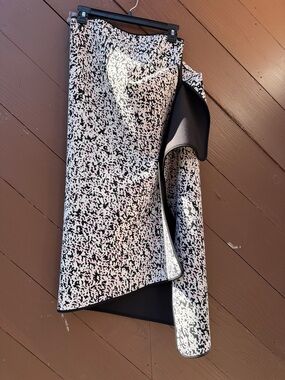 C/MEO Collective Black and Cream Asymmetrical Wrap Skirt